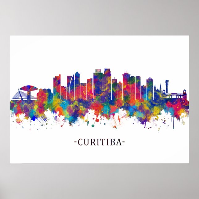 Curitiba Brazil Skyline Poster (Vorne)