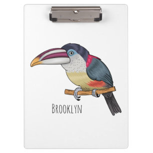 Curl crested aracari bird cartoon illustration klemmbrett