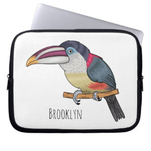 Curl crested aracari bird cartoon illustration laptopschutzhülle