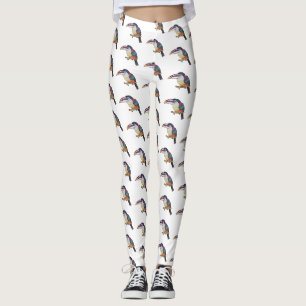 Curl crested aracari bird cartoon illustration leggings