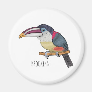 Curl crested aracari bird cartoon illustration magnet