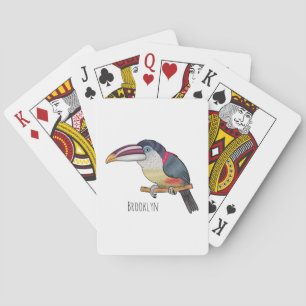 Curl crested aracari bird cartoon illustration spielkarten
