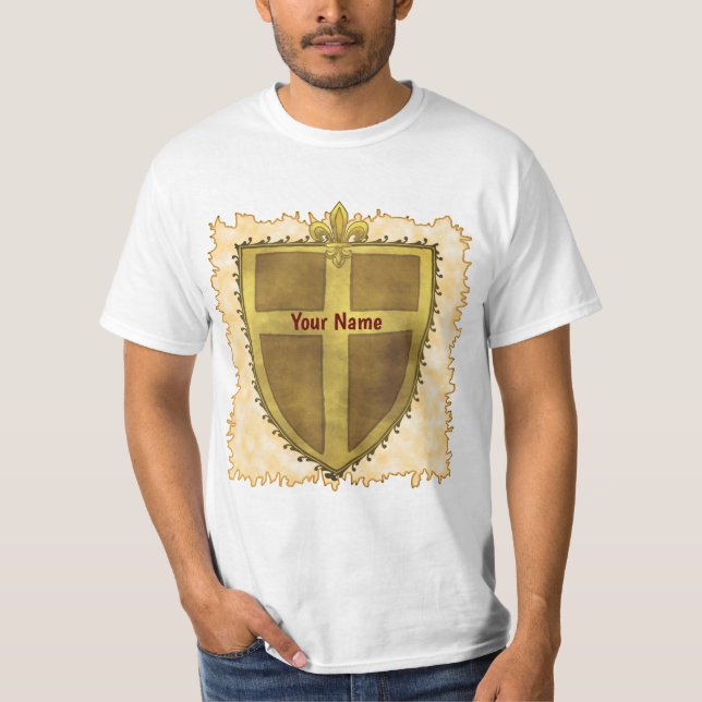 Curl Fleur De Lis Schild T-Shirt (Vorderseite)