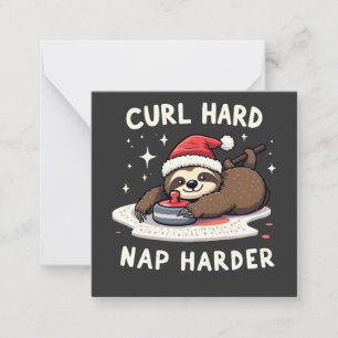 Curl Hard Nap Härter Curling Sport Faultier Weihna Mitteilungskarte