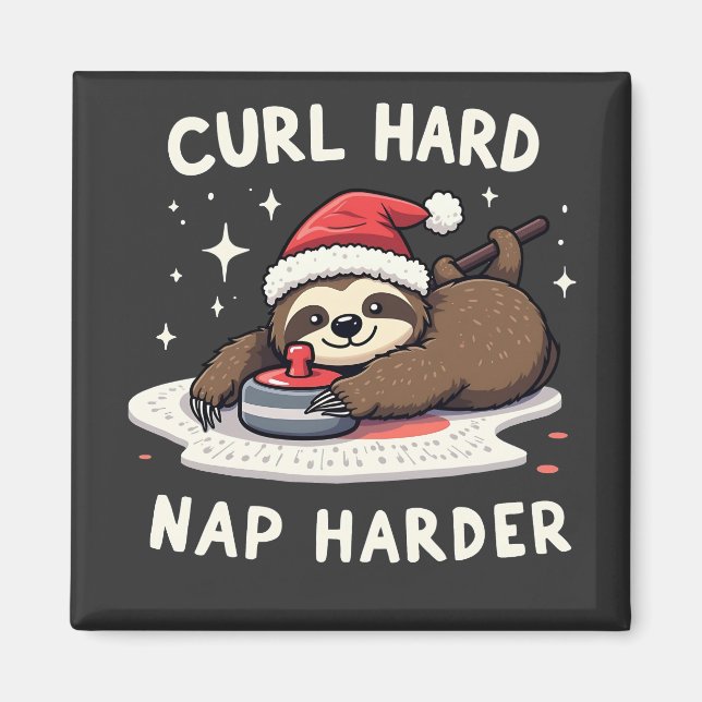 Curl Hard Nickerchen Harder Curling Sport Sloth Xm Magnet (Vorne)
