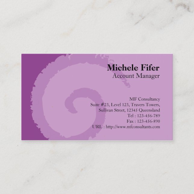 Curl Lila Business Card Visitenkarte (Vorderseite)
