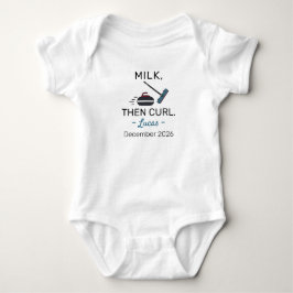 Curler Birth Announcement Milk Then Curl - Curling Baby Strampler