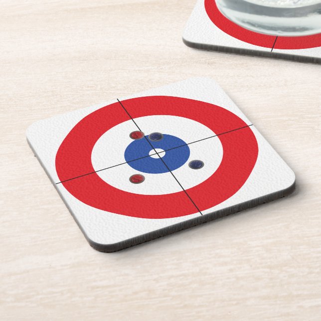 Curler's Drink Coasters - (rot) Untersetzer (Linke Seite)