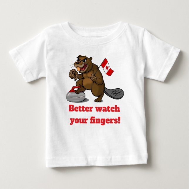 Curling beaver with flag baby t-shirt (Vorderseite)