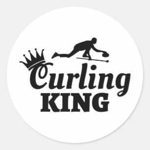 Curling Boy Birthday Winter Ice Sport Curler Runder Aufkleber