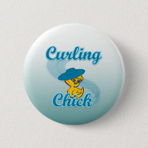 Curling Chick #3 Button