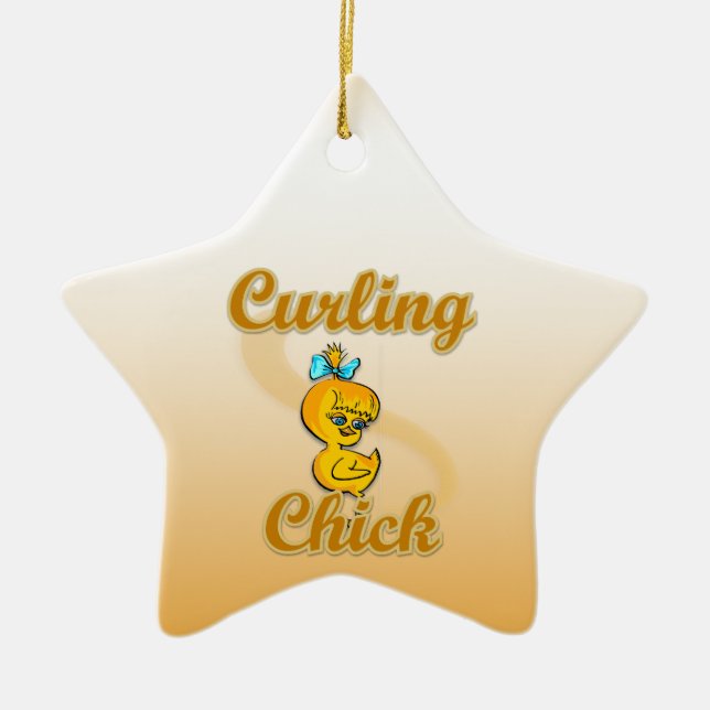 Curling Chick Keramikornament (Vorne)