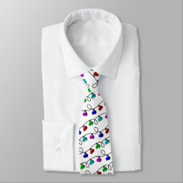 Curling Christmas Lights Neck Tie - White Krawatte