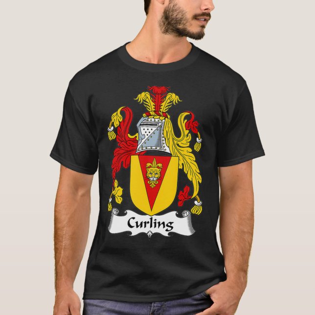 Curling Coat of Arms Familienwappen T-Shirt (Vorderseite)