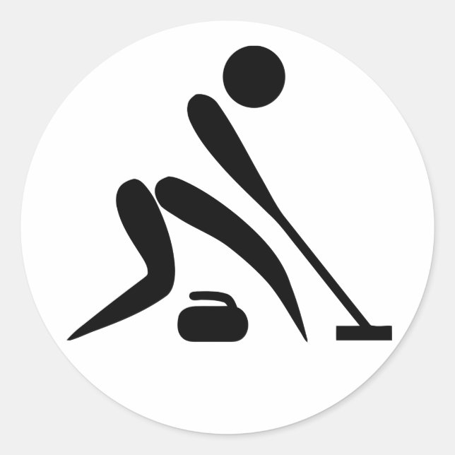 Curling Curler Stone Rock Broom Runder Aufkleber (Vorderseite)