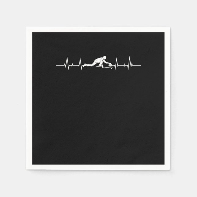 Curling Heartbeat Ice Sports Gift Serviette (Vorderseite)