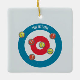 Curling House und Curling Steine oben Keramikornament