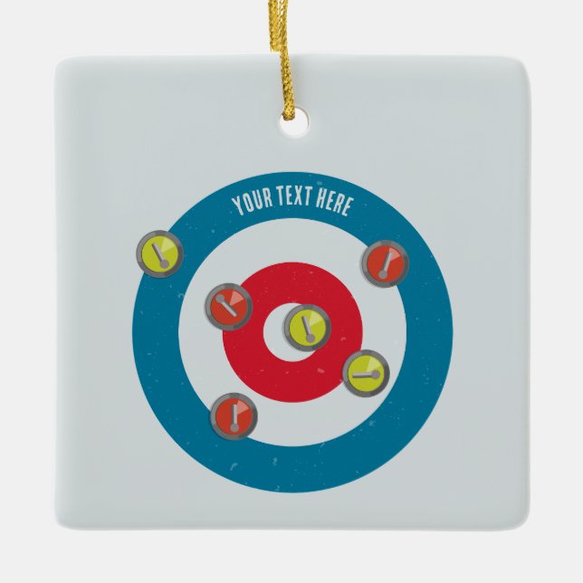Curling House und Curling Steine oben Keramikornament (Vorderseite)