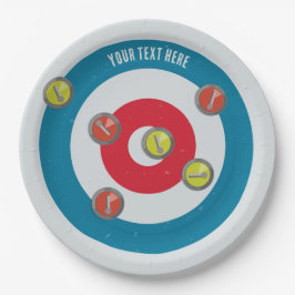 Curling House und Curling Steine oben Pappteller