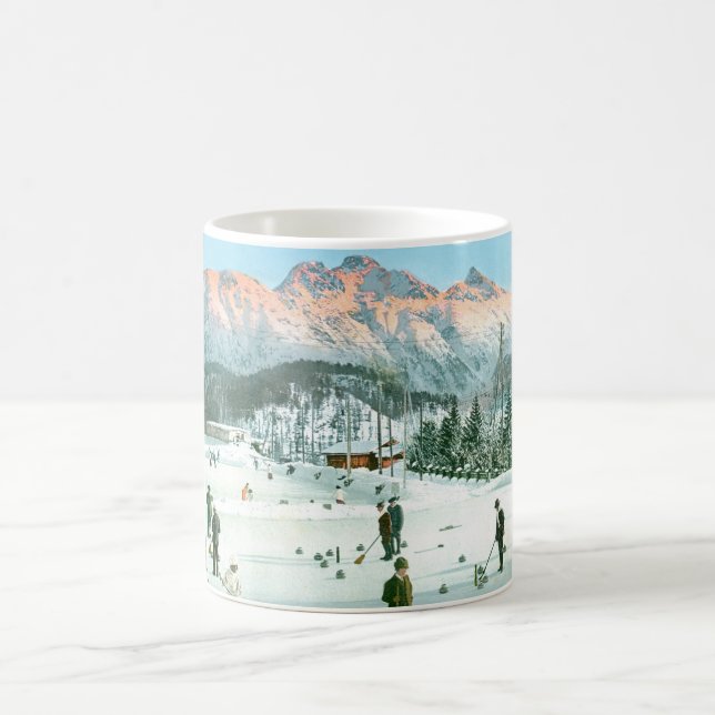 Curling in der Schweiz Kaffeetasse (Mittel)