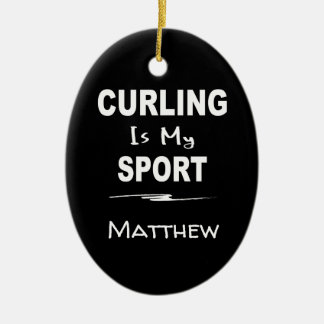 Curling ist mein Sport Oval Keramik Ornament