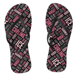 Curling Lingo Flip Flops - Schwarz und Rosa