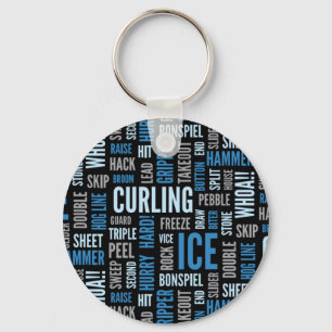 Curling Lingo Schlüsselanhänger - Blau und Schwarz