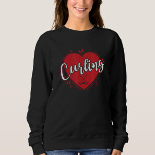 Curling mit Herz-Winter-Sport Sweatshirt