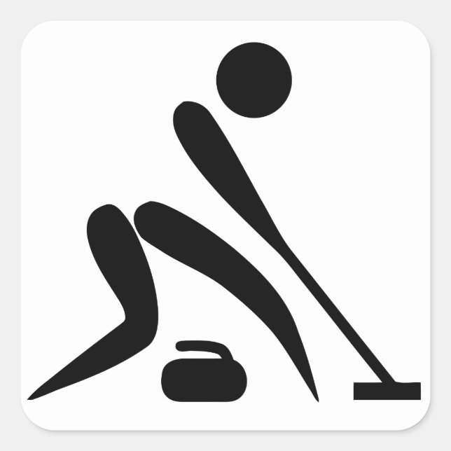Curling Pictograph Quadratischer Aufkleber (Vorderseite)