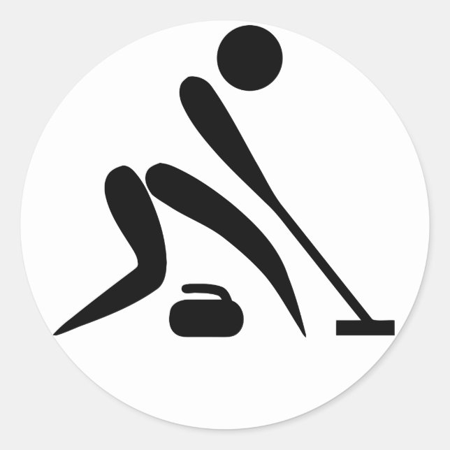 Curling Pictograph Runder Aufkleber (Vorderseite)