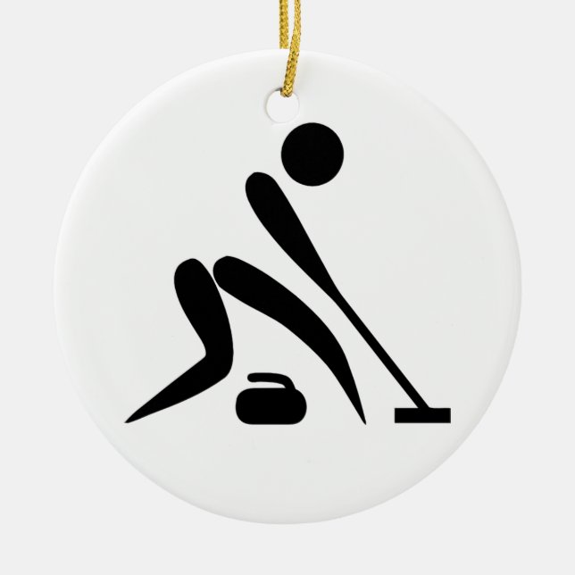 Curling Piktogramm Keramik Ornament (Vorne)