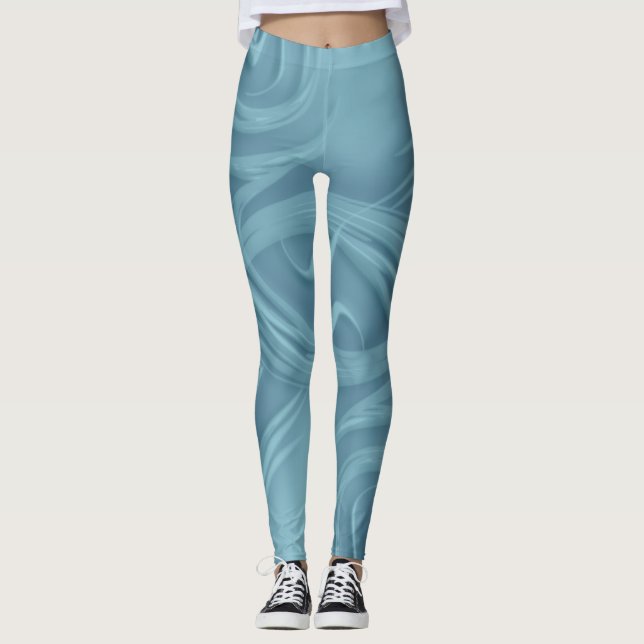 Curling Shadows Over Blue Artwork Leggings (Vorderseite)