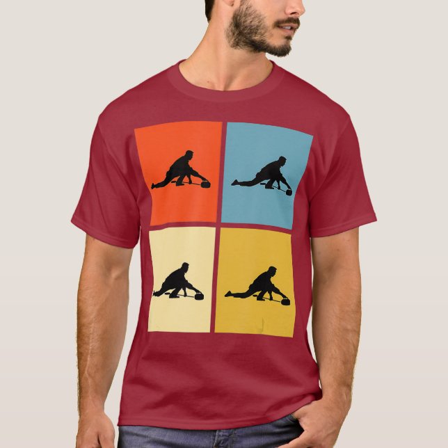 Curling Shirt farbenfrohe Retro (Vorderseite)