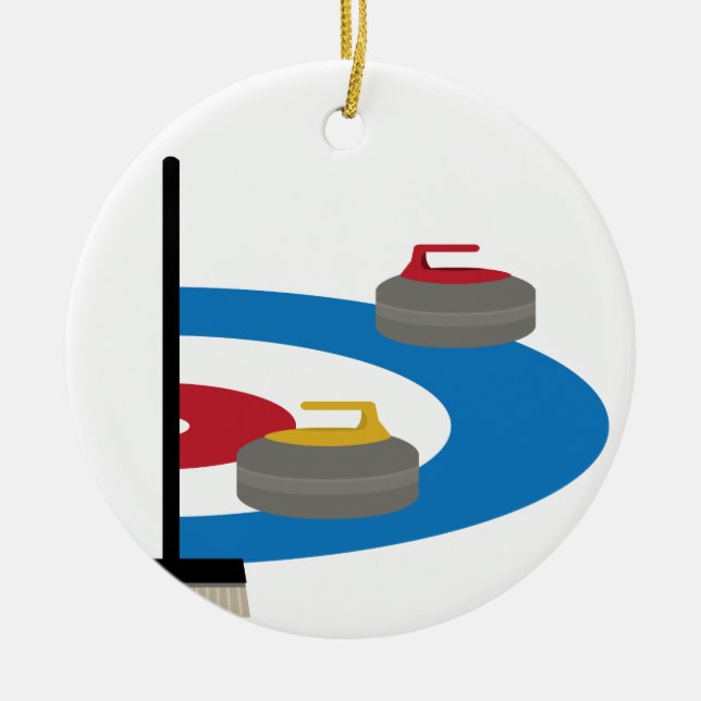 Curling Sport Keramik Ornament (Vorne)