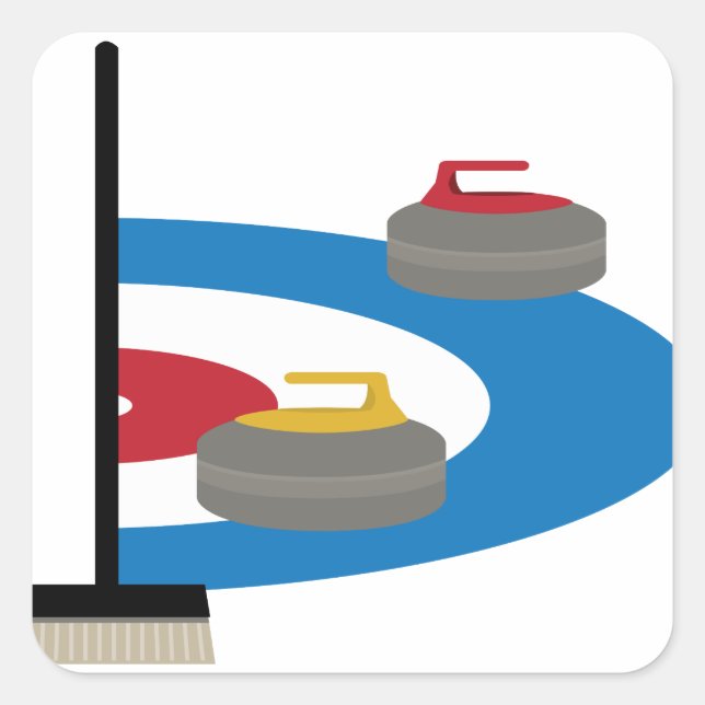Curling Sport Quadratischer Aufkleber (Vorderseite)