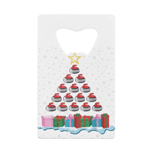 Curling-Stein-Weihnachtsbaum für Curling-Liebhaber Geldbeutel Flaschenöffner (Vorderseite)
