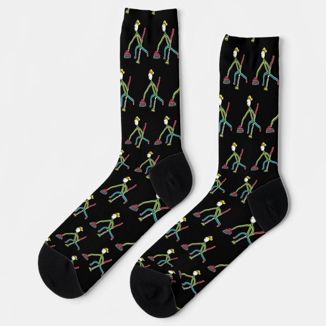 Curling Stickman Socken (Linkes Detail)