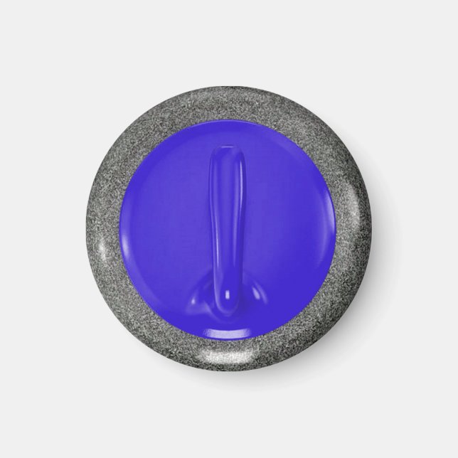 Curling Stone Blue Sports Fun Magnet (Vorne)