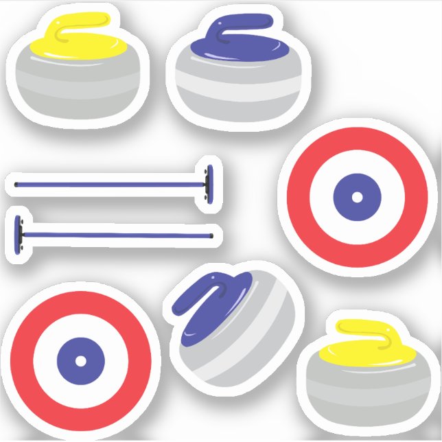 Curling Stones, Brooms und Ziele Aufkleber (Vorderseite)