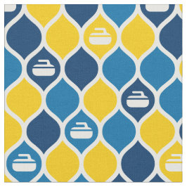 Curling Tile Fabric - Blau/Gelb Stoff