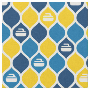 Curling Tile Fabric - Blau/Gelb Stoff