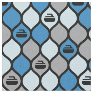 Curling Tile Fabric - Blau/Grau Stoff