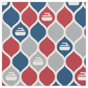 Curling TIle Fabric - Rot/Blau/Grau Stoff