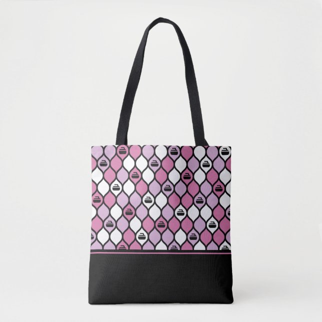 Curling Tile Tote Bag - Rosa/Schwarz Tasche (Vorderseite)