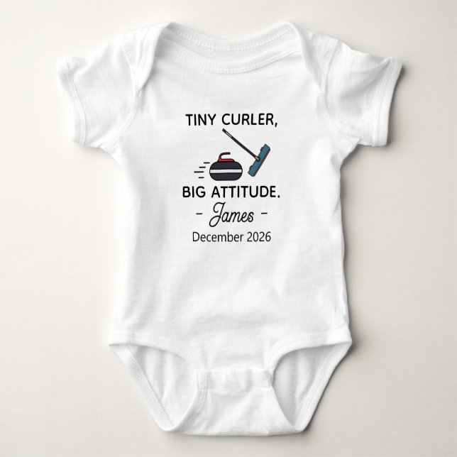 Curling Tiny Curler Big Attitude - Curling Player Baby Strampler (Vorderseite)
