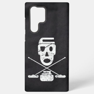 Curling-Totenkopf und Besen Jolly Roger Samsung Galaxy Hülle