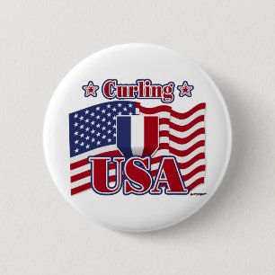 Curling USA Button