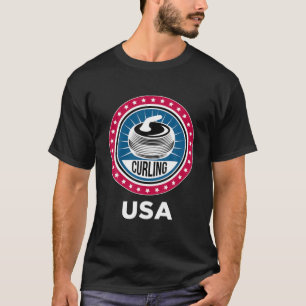 Curling USA Support Team T USA Flag Curl Clean T-Shirt