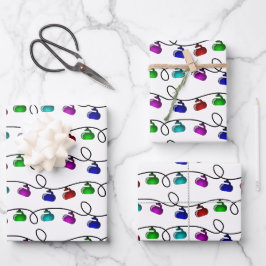Curling-Weihnachtsleuchten-Faltblätter Geschenkpapier Set
