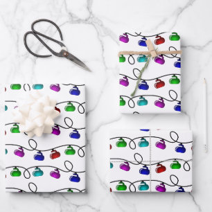 Curling-Weihnachtsleuchten-Faltblätter Geschenkpapier Set